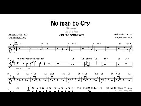 No man no cry de Jimmy Sax Partitura con Notas de Saxofon Alto / Saxophone