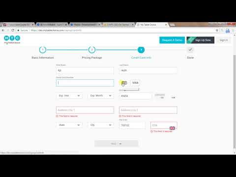 Credit card info page issue
