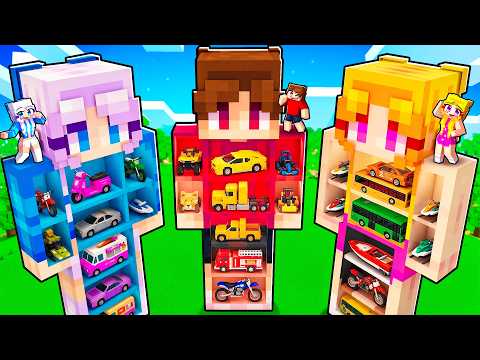We Built GARAGES in Our STATUES! (Minecraft)