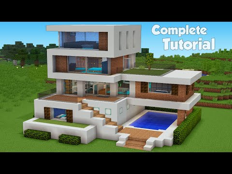 Minecraft: How to Build a Large Modern House Tutorial (Easy) #32 +Interior In Desc