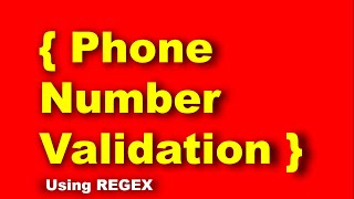 Regular Expression for Phone number | Regex for Phone number