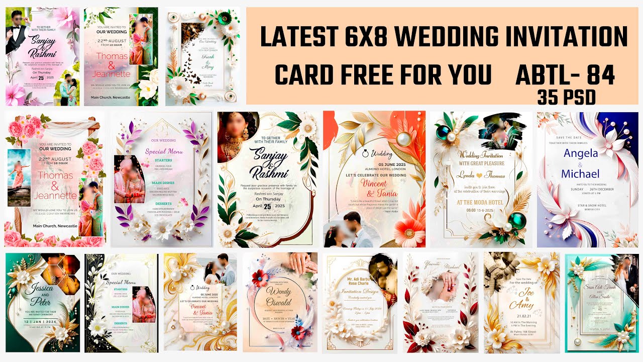 PSD file free download free download wedding invitation design 6X8 FREE FOR YOU new invitation 2025