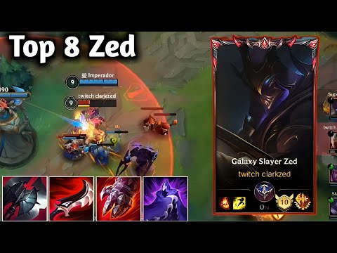 Wild Rift - Top 8 Zed | twitch clarkzed | VS Ahri Mid Lane Gameplay