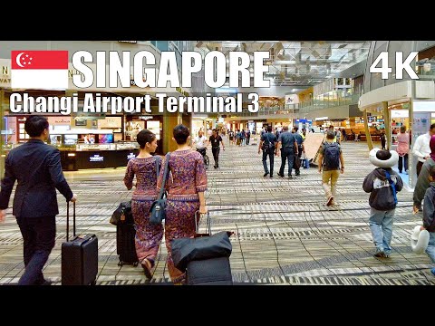 Explore a área de trânsito do Terminal 3 do Aeroporto de Changi, Cingapura 🇸🇬 - Caminhada Virtual [4K] (▶45 min)