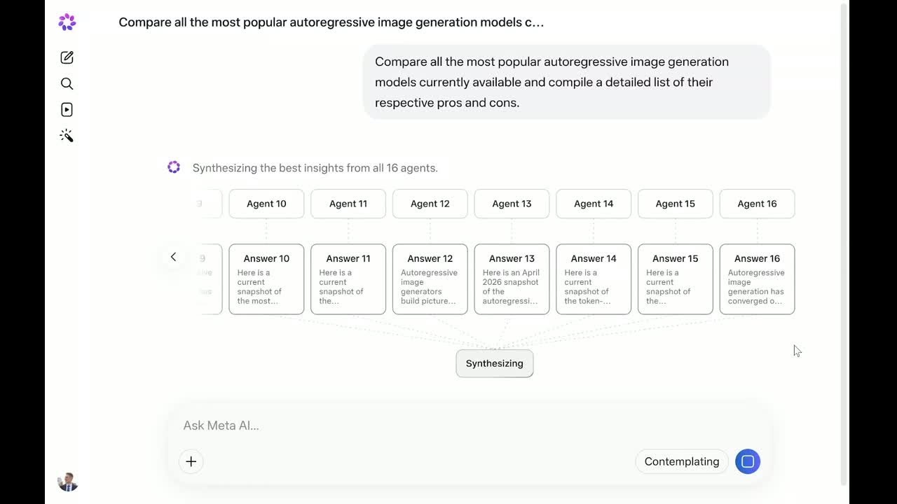Meta AI Contemplating Mode, 16 Agents on Screen