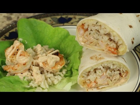 Shrimp Burrito With Cilantro Lime Rice & Honey Chipotle Lime Sauce by Rockin Robin