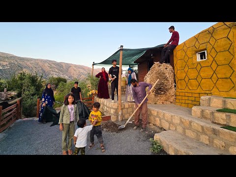 Building a canopy  for Mom: Leila and Her Daughters Visit Amir's Farm