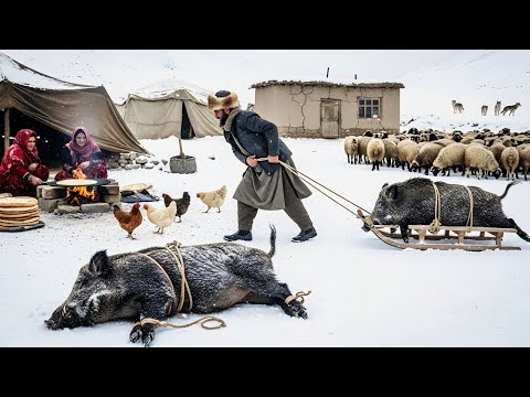 Afghanistan Winter Hunt | Hunting Two Wild Boars at Once + Fresh Bread to Survive