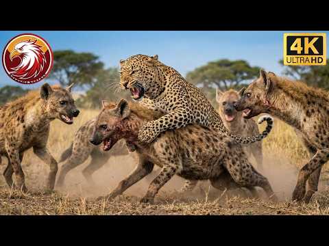 Le Léopard Se Réfugie Dans un Arbre Pour Échapper aux Hyènes Affamées #Documentaireanimalier