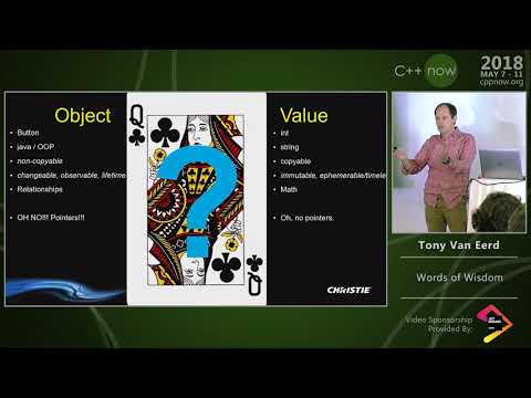 C++Now 2018: Tony Van Eerd “Words of Wisdom”