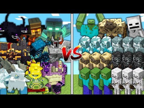 Insane Mob Battle: OP Bosses vs Zombie & Skeleton Army!