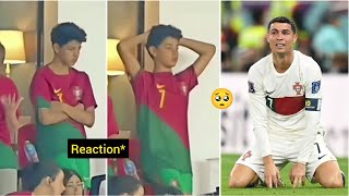 Cristiano Ronaldo jr reaction to Ronaldo last world cup match🥺😟🇵🇹
