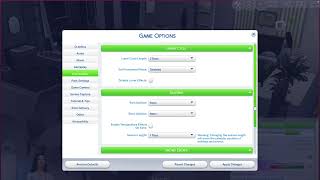 my sims 4 in game settings for gameplay on MAC