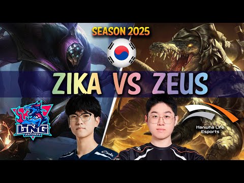 LNG Zika vs HLE Zeus - Zika JAX vs Zeus RENEKTON Top - Patch 25.10 KR Ranked | lolrec