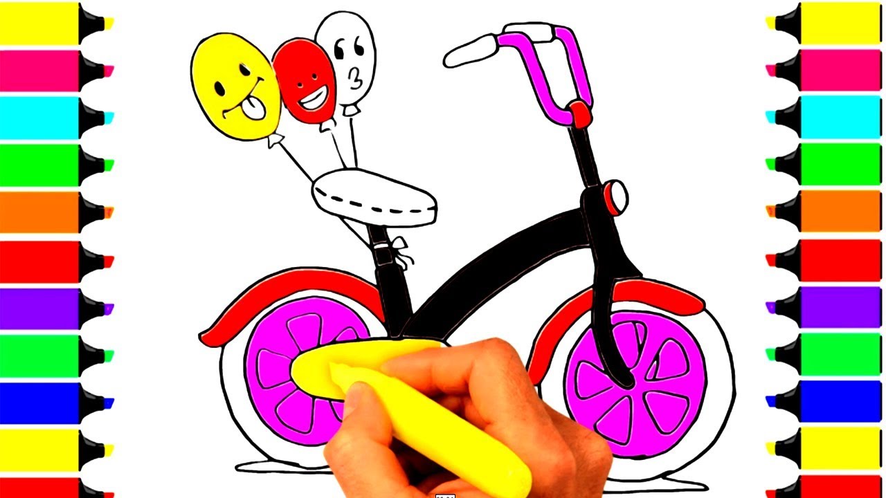 How to Draw a very easy Bicycle for Kids  | Coloring Pages Bicycle | Baby Coloring Page