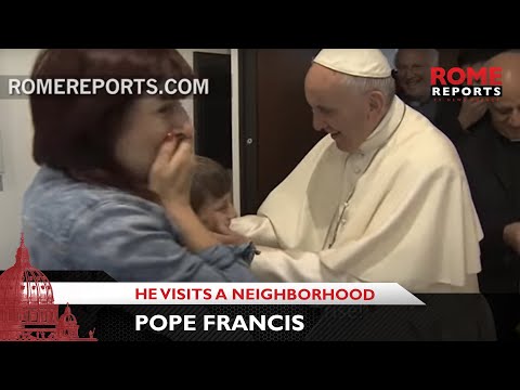 Open the door and it's Pope Francis! He visits a neighborhood on the outskirts of Rome