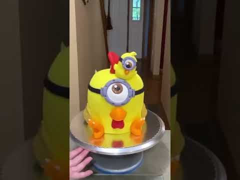 Stuart the Chocken Minion Cake with Mini Chick Topper Tutorial SHORT