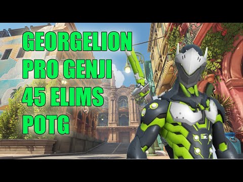 Georgelion66 PRO GENJI GAMEPLAY 45 ELIMS POTG - TOP 500 OVERWATCH SEASON 24
