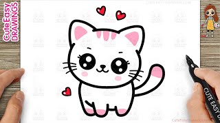 How to Draw a Cute Cat Simple & Easy for Kids