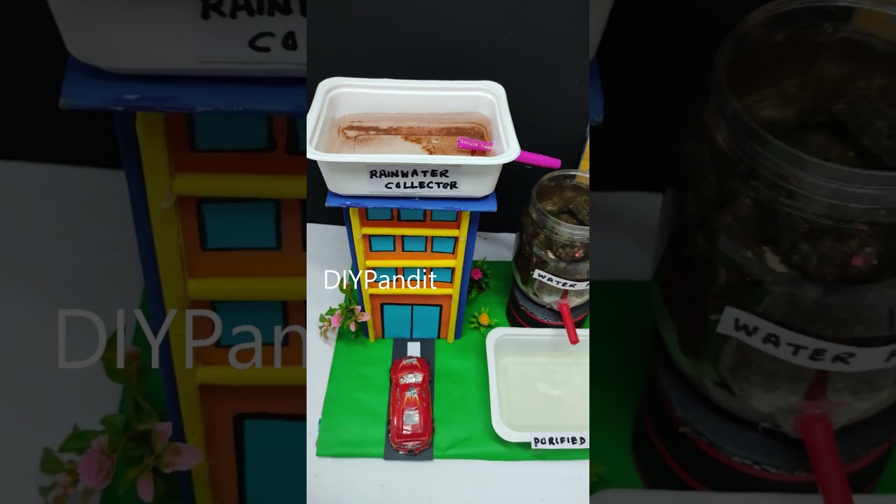 rainwater harvesting and water purification working model science project - diypandit | #shorts