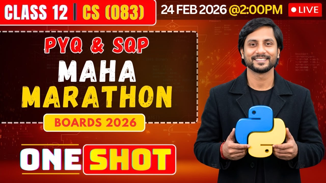 CBSE Class 12 CS Boards 2026 | PYQ + SQP MCQs LIVE | Score 90+ with Smart Revision