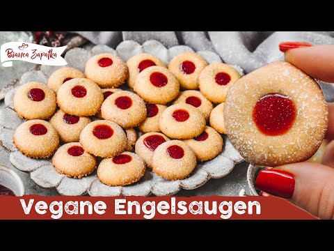 Engelsaugen Rezept - die besten Plätzchen backen ☆ einfache vegane Weihnachtskekse mit Marmelade