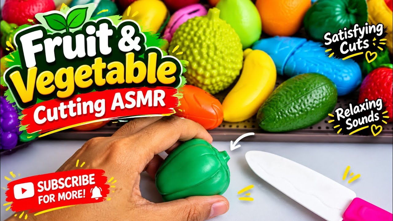 Satisfying Fruit & Vegetable Cutting ASMR 🥒🔪🍎 | Colorful Toy Fruits Cutting Sounds 😍
