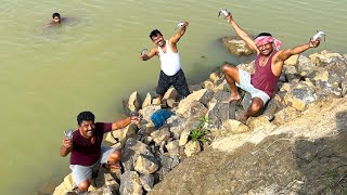নদীতে জলে ডুবে মাছ ধরা | Ancient river fishing technique | fishing & cooking | village cooking vlog