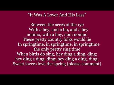 IT WAS A LOVER and HIS LASS SHAKESPEARE AS YOU LIKE IT Lyrics Word Willy Wonka Tom Morley song music