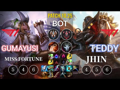 T1 Gumayusi Miss Fortune vs T1 Teddy Jhin Bot - KR Patch 10.25