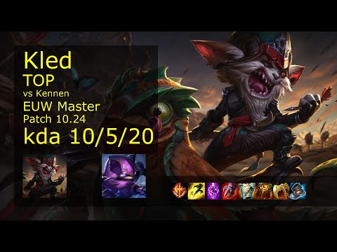 Kled Top vs Kennen - EUW Master 10/5/20 Patch 10.24 Gameplay
