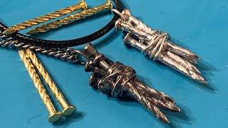 Brass Nail Bundle Pendant - Soft Soldered