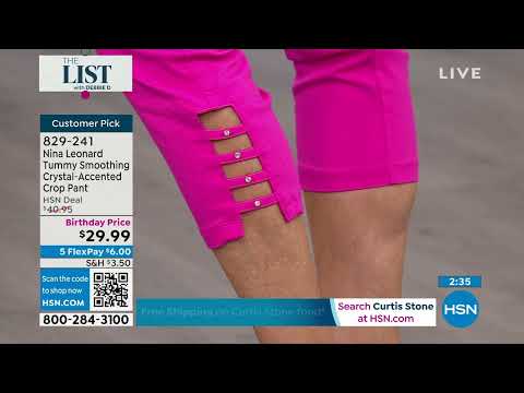 Nina Leonard Tummy Smoothing CrystalAccented Crop Pant