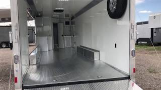 New 8.5x32 Aluminum Cargo Trailer with full bathroom from Sundowner!