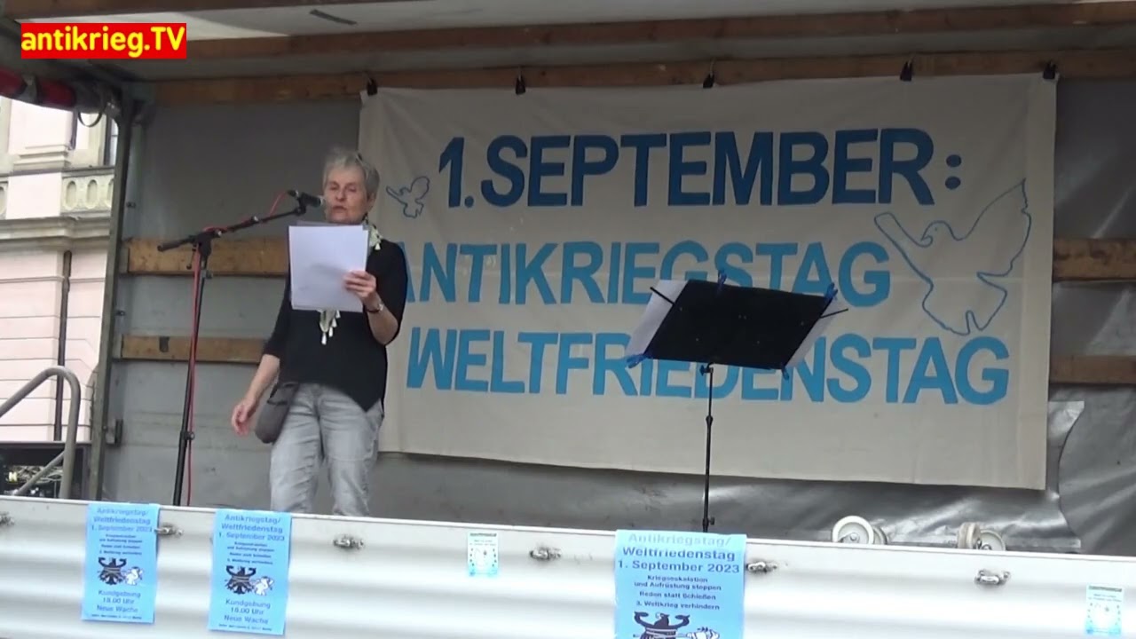 Gewerkschafterin Charlotte, Antikriegstag am 1. September 2023 in Berlin