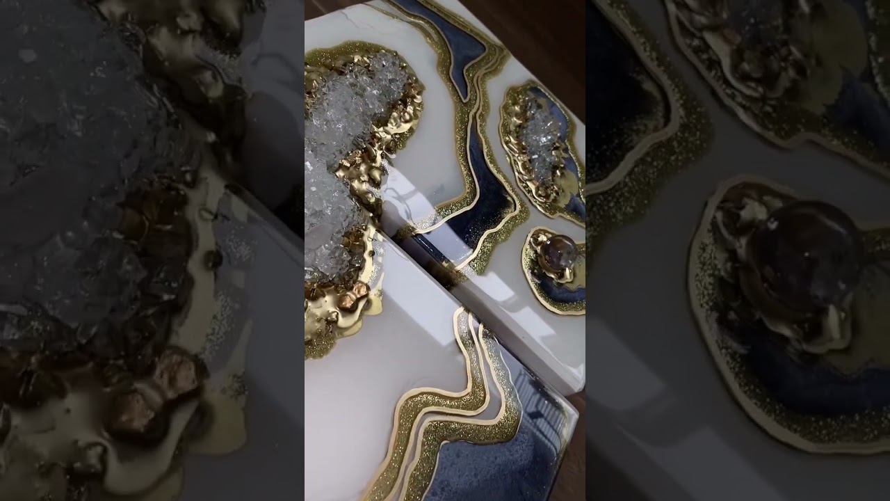 Full reveal of my crystal geode painting!! Thoughts? #resingeode #epoxyresin #resinart #painting