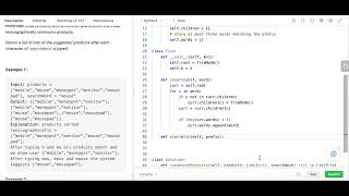 YouTube video 'Search Suggestions System - Leetcode 1268 - Trie - Python'