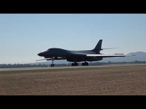 USAF Rockwell B1B Lancer landing at Avalon Airport