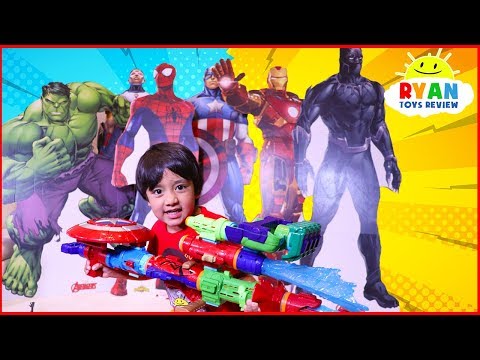 Ryan Pretend play with Avengers Infinity War Superhero Toys Hide and Seek