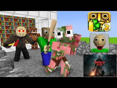 Monster School : BALDI'S BASIC VS TEMPLE RUN CHALLENGE - Minecraft Animation