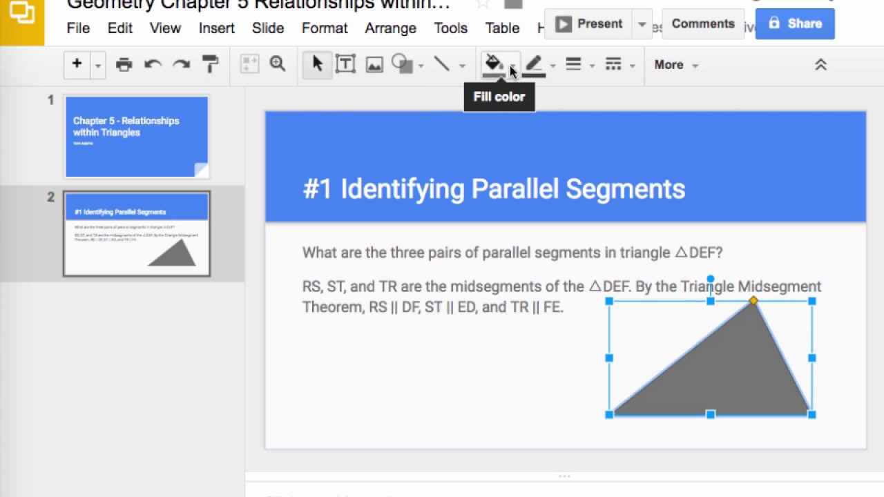 Creating a Google Slide Presentation for Geometry