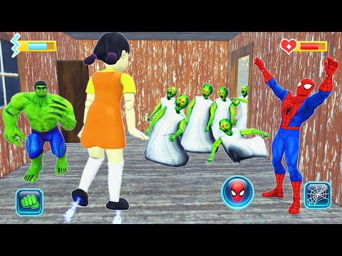 Playing as Spiderman, squid game in Granny House vs zombie Granny - funny animation
