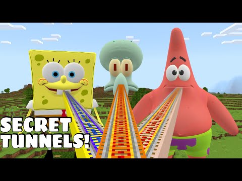 I found SECRET TUNNELS OF SPONGEBOB PATRICK AND SQUIDWARD in Minecraft - Gameplay - Coffin Meme