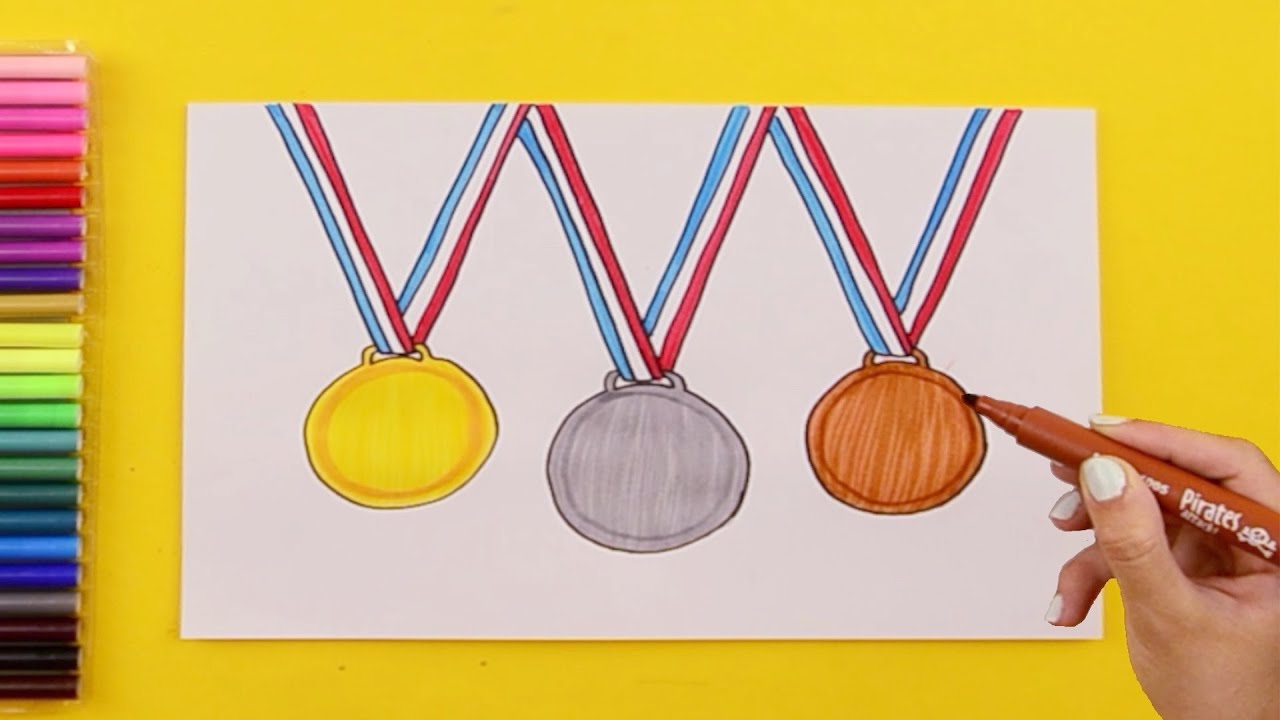 How to draw Gold, Silver, Bronze Medals (Olympic Games Paris 2024)
