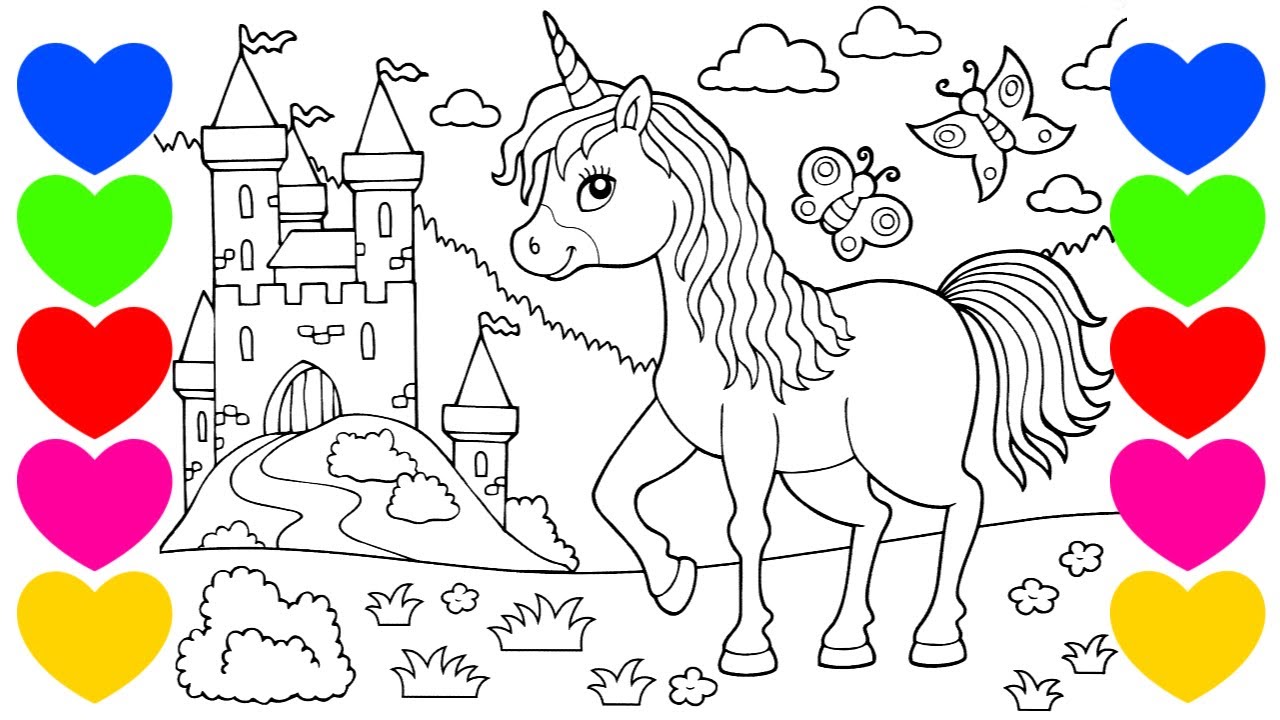 Unicórnio | Desenho de Pintar Unicórnio | Vídeos de pintar para crianças | Desenho de Pintar