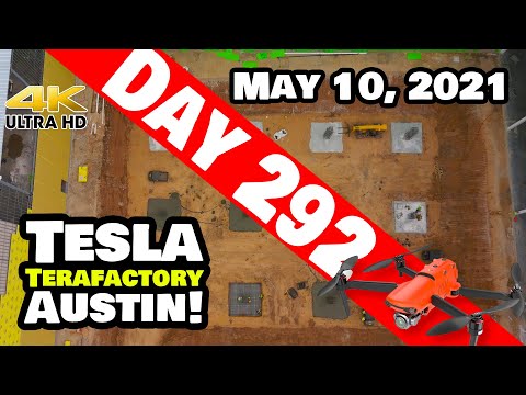 Tesla Gigafactory Austin 4K  Day 292 - 5/10/21 - Terafactory - DRIVE UNIT BLDG ABOUT TO GO VERTICAL!