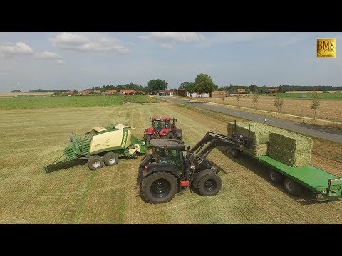 Gras wird Heu - mähen - wenden - schwaden - pressen mit Case und Krone vom LU Sebastian Wilkens