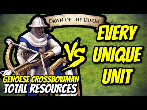 ELITE GENOESE CROSSBOWMAN vs EVERY UNIQUE UNIT (Total Resources) | AoE II: Definitive Edition