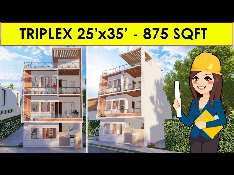 25X35 feet | 875 sqft | Multi Level House Design with Large Terrace & Pooja | 9x12 METER | 100 Gaj
