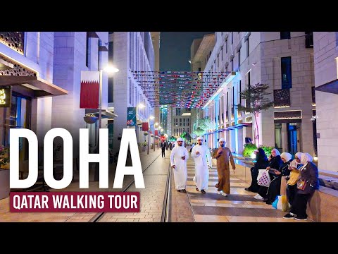 DOHA, Qatar 🇶🇦 Downtown Nightlife – Luxury & Lights | 4K Walking Tour